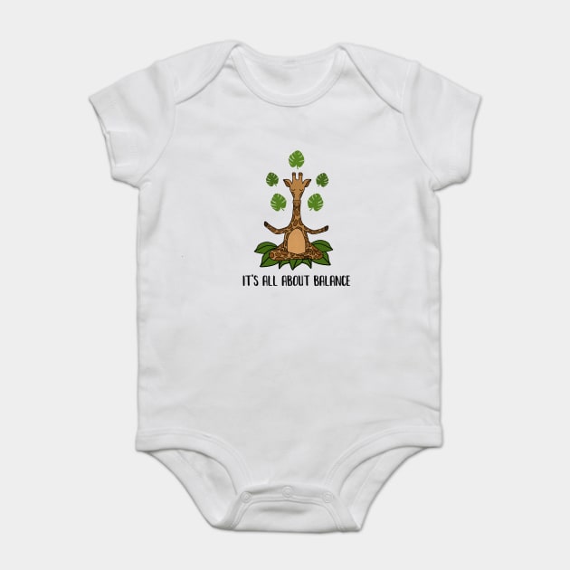 Giraffe Yoga Pose, Balance, Zen Meditation Baby Bodysuit by logiamerch